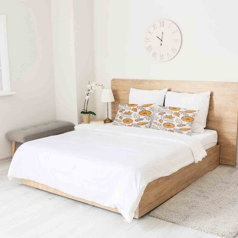 Health pillow white with leaf and pumpkin