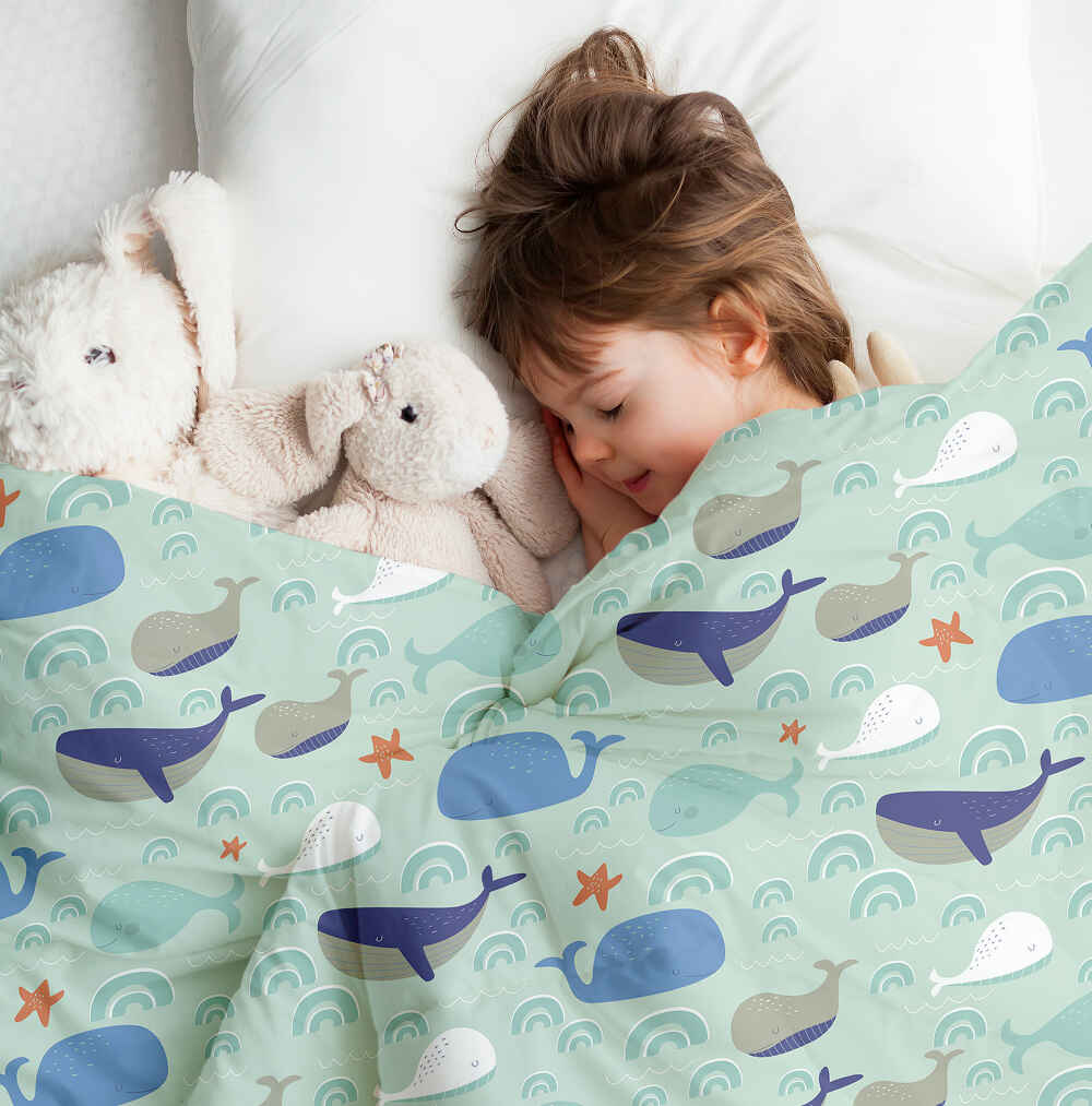 Couette thérapeutique Ensemble de literie vert avec des baleines