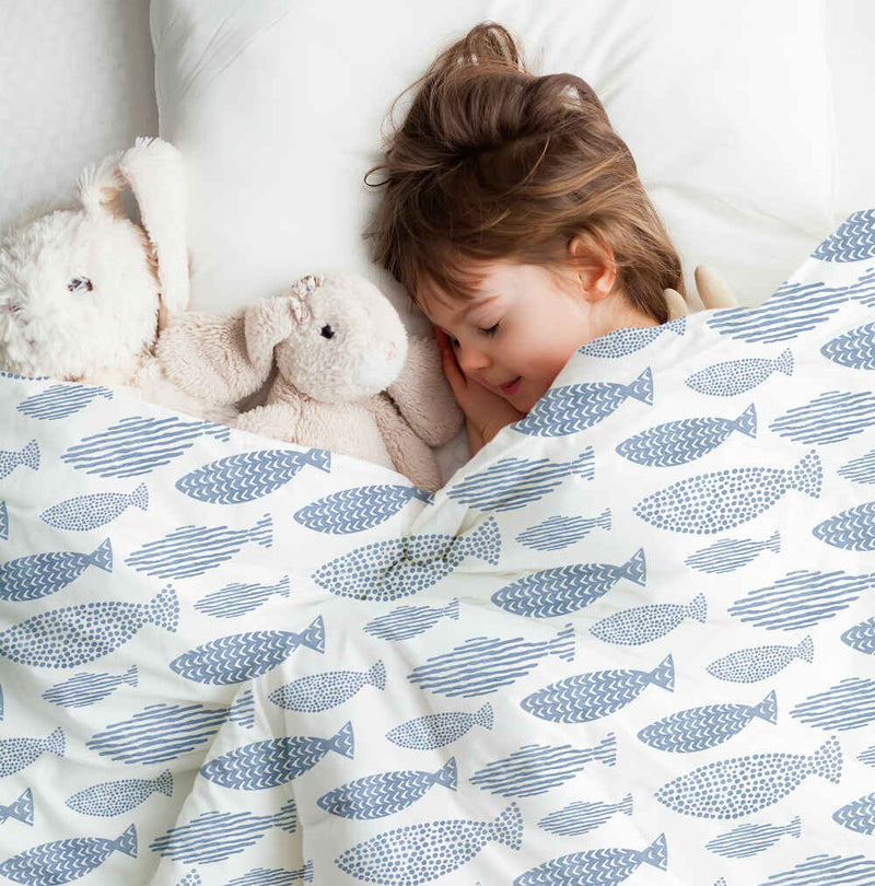 Original therapy blanket - cotton cover blue fish