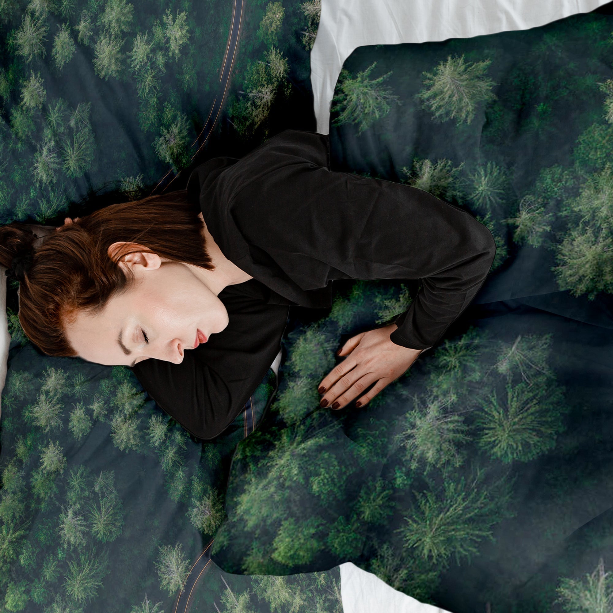 Therapy blankets bedding set street in the forest