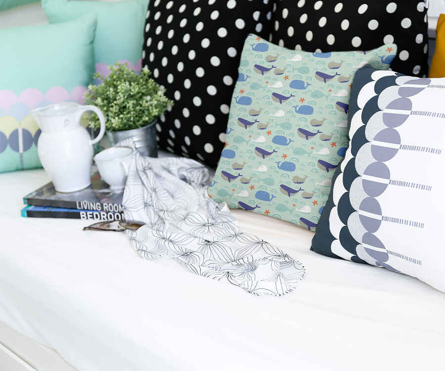 Health Pillow Green with Whales