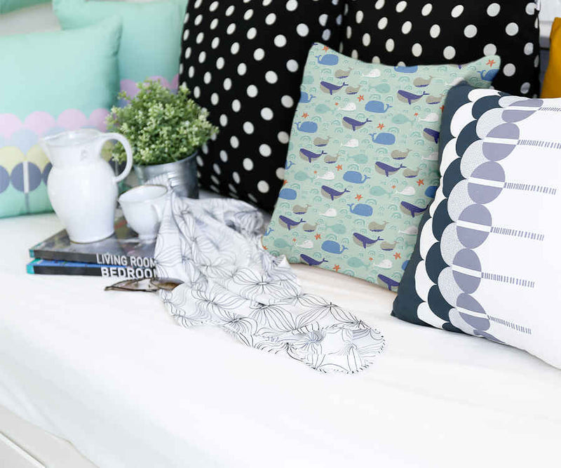Green health pillow with whales