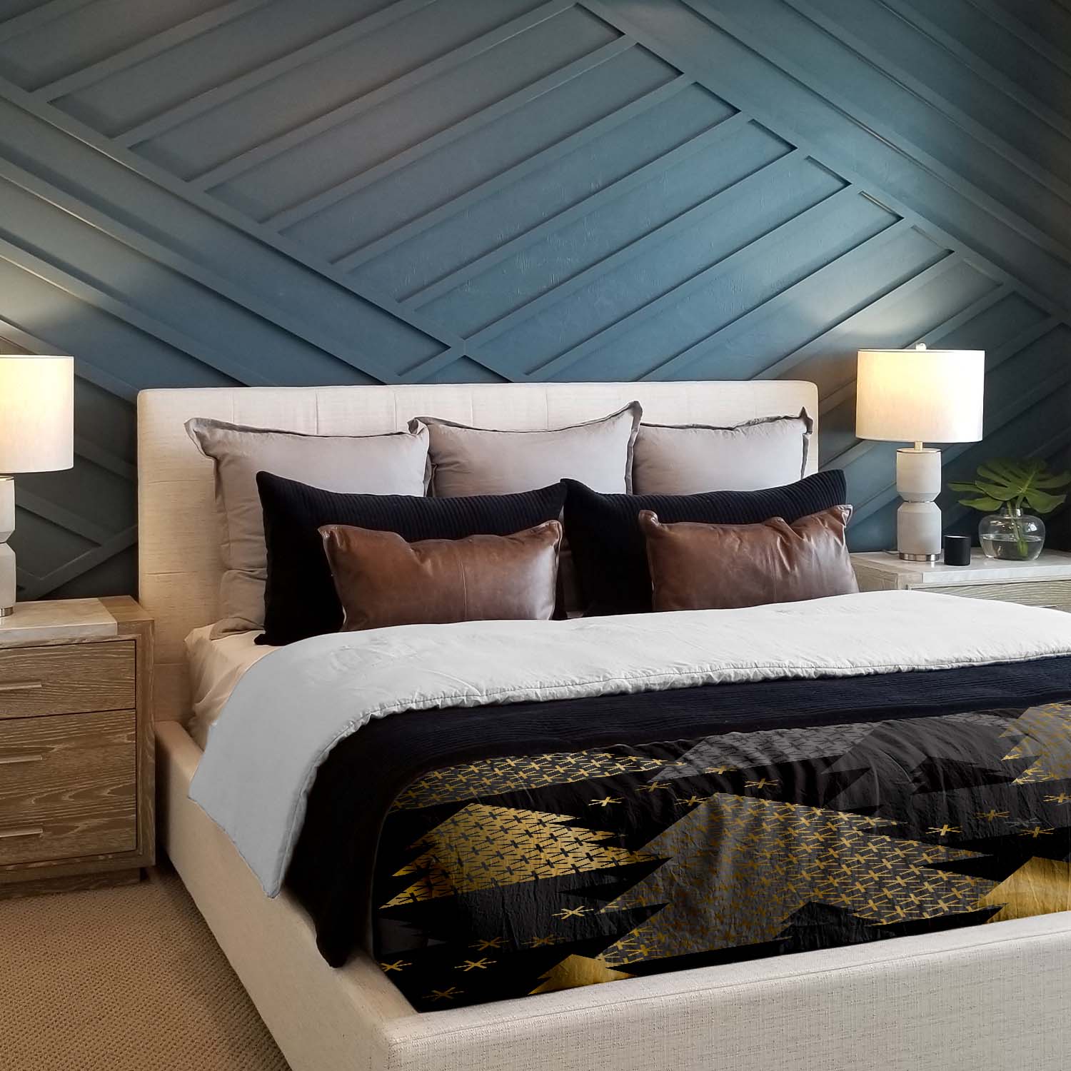 Therapy blankets bedding set with golden fir trees