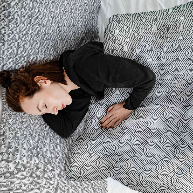 Original therapy blanket - cotton cover gray geometric hearts
