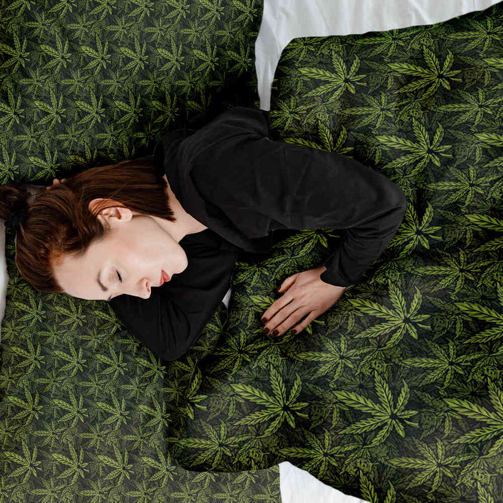 Therapy blankets bedding set hemp leaf