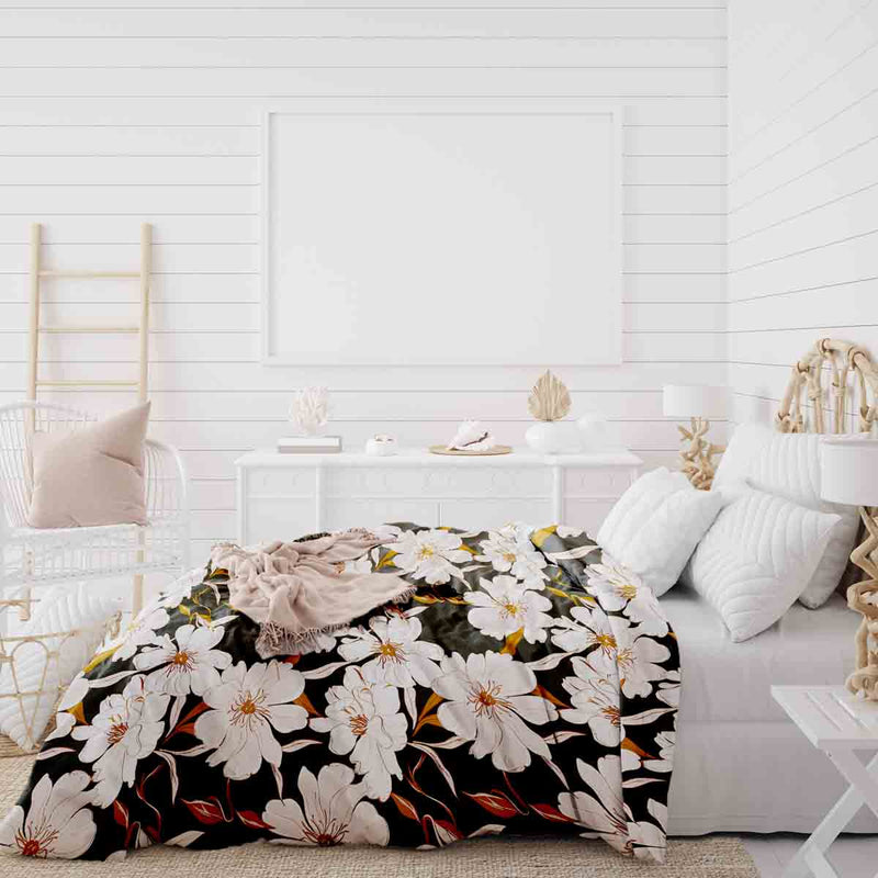 Therapy blanket bedding set with pink aster flowers