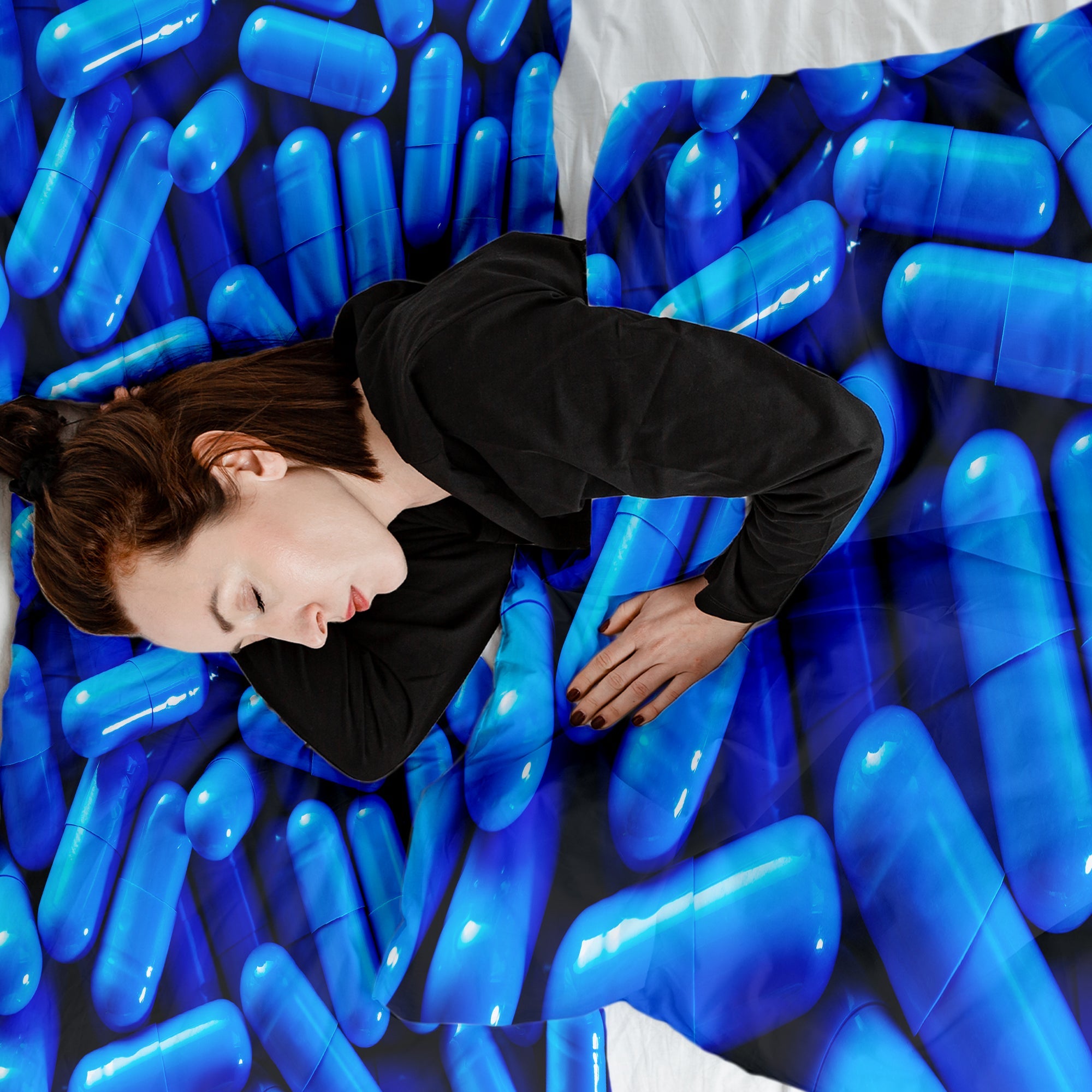 Couverture thérapeutique Ensemble de literie bleu comprimés