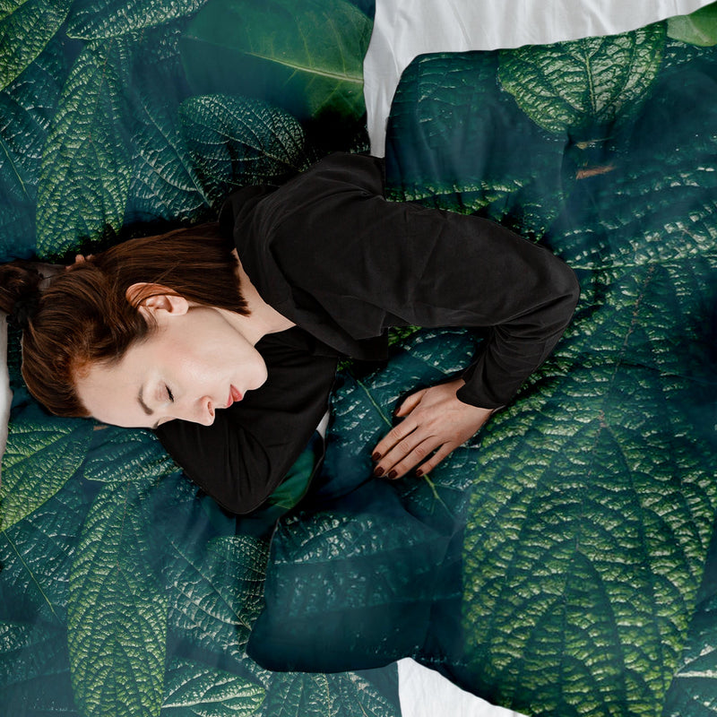 Original therapy blanket - cotton cover green leaves