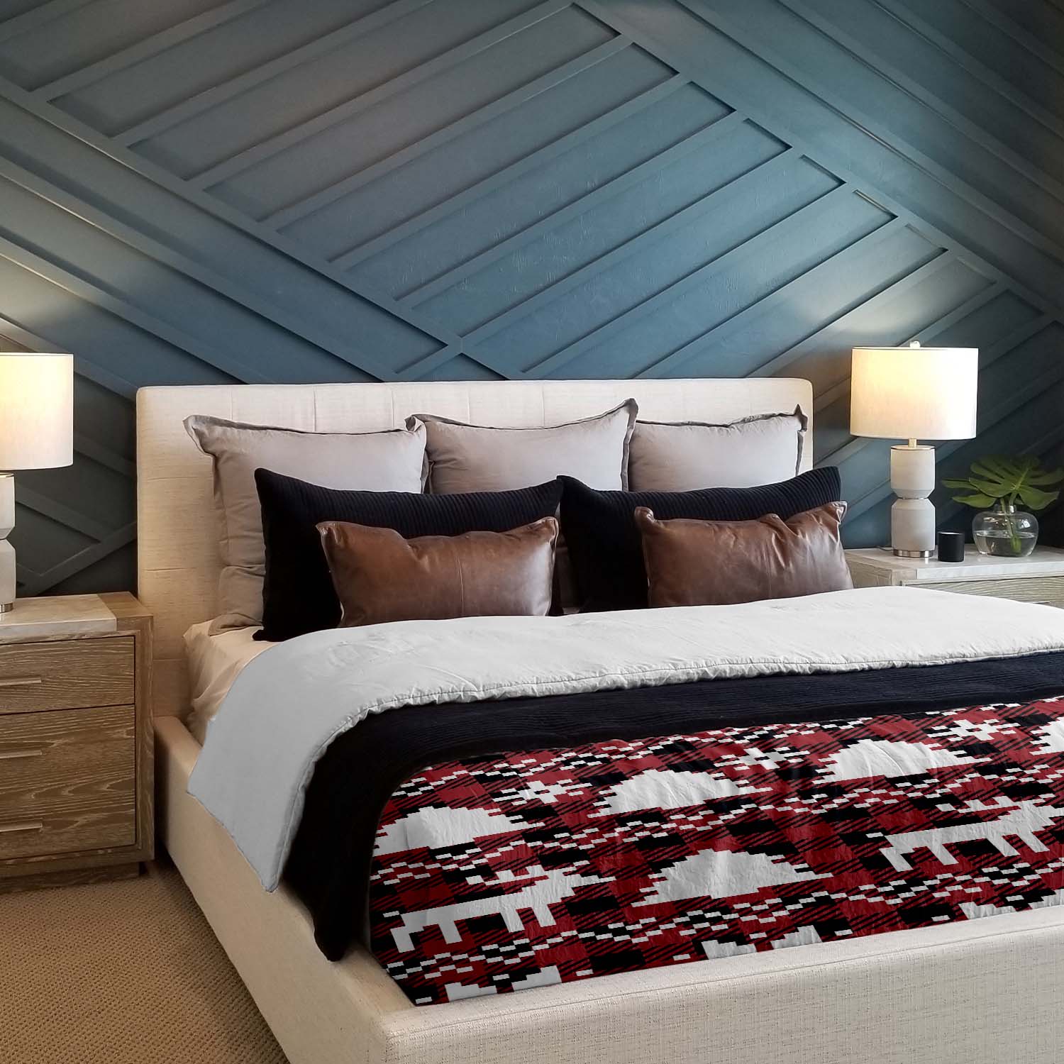 Ensemble de linge de lit avec couverture thérapeutique à carreaux et motifs de Noël