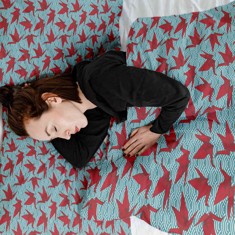 Original therapy blanket - cotton cover red origami