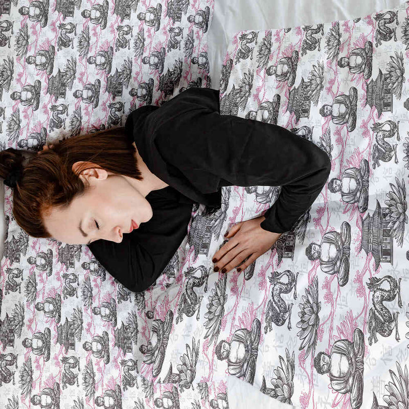 Original therapy blanket - cotton cover with pink Buddha
