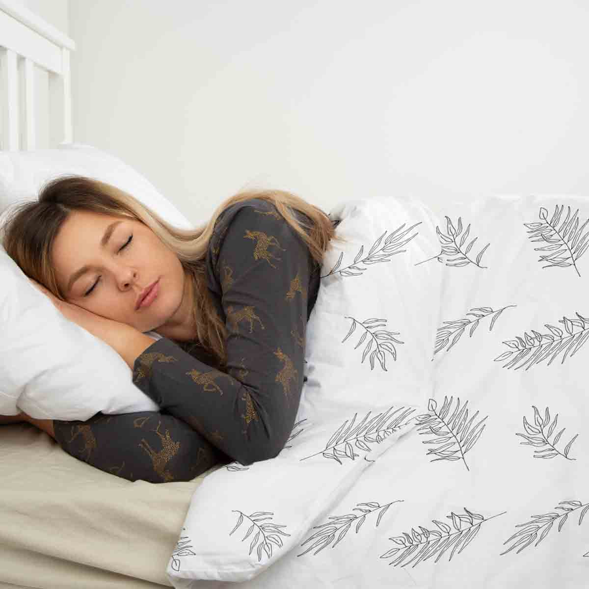 Original therapy blanket - cotton cover white with gray branches