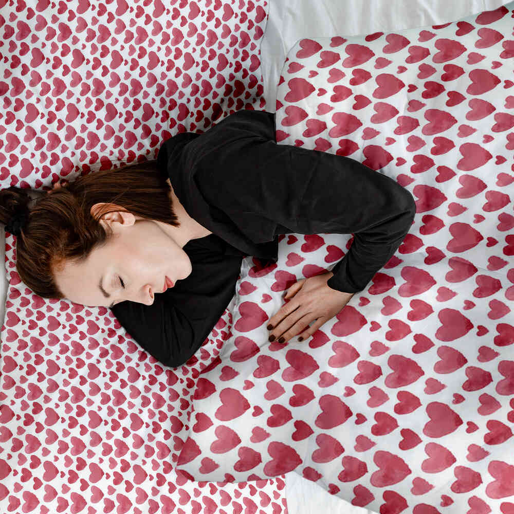 Therapy blankets bedding set red hearts