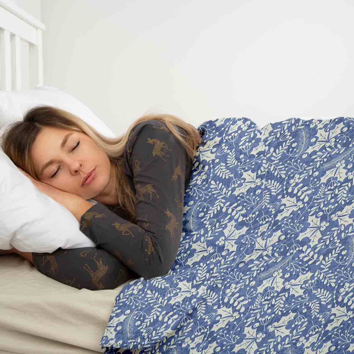 Couverture thérapeutique originale - Housse en coton bleue Noël