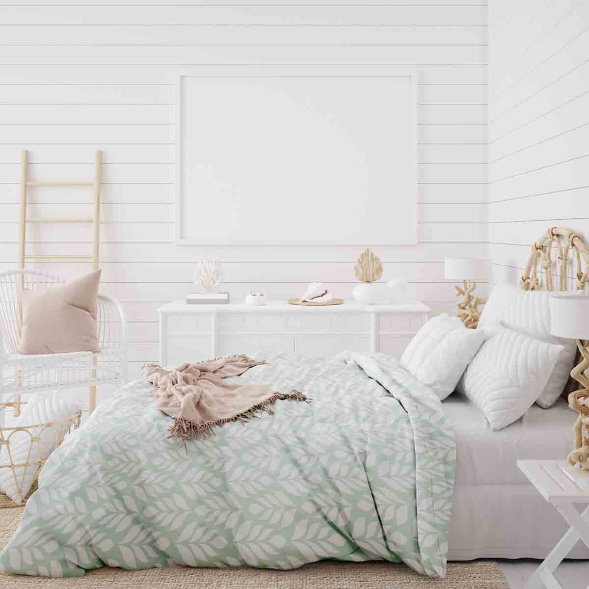 Couverture thérapeutique originale - Housse en coton verte avec sapins