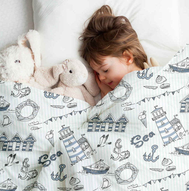 Original therapy blanket - cotton cover seafaring