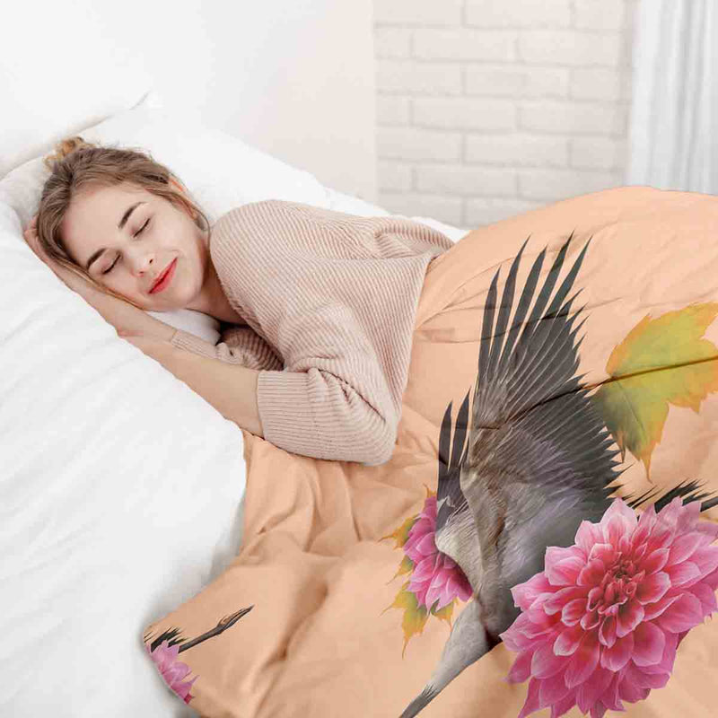 Therapy blanket bedding set orange with crane