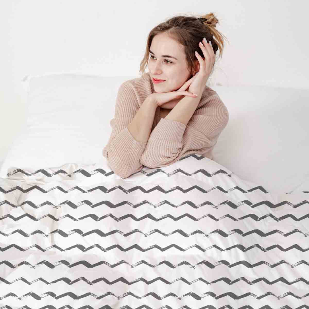 Couette de thérapie Ensemble de literie blanc ZickZack