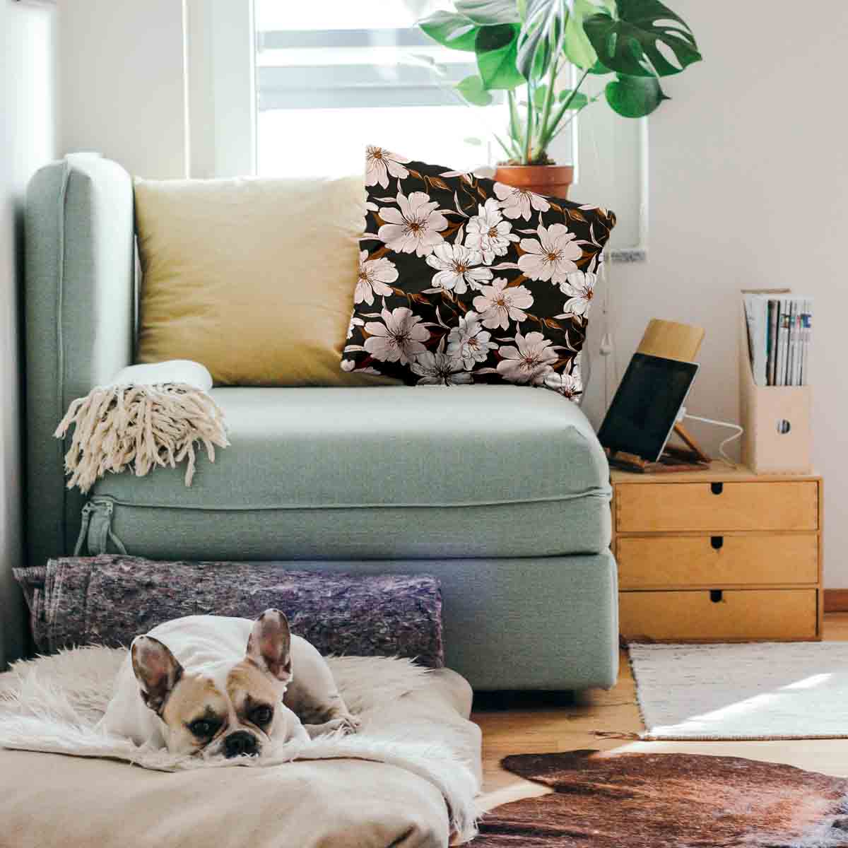 Coussin de santé avec fleurs d'aster rose