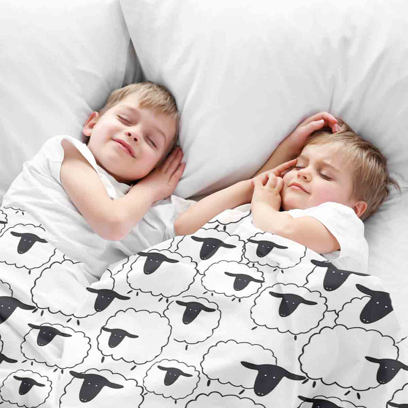 Original therapy blanket - cotton cover white with sheep