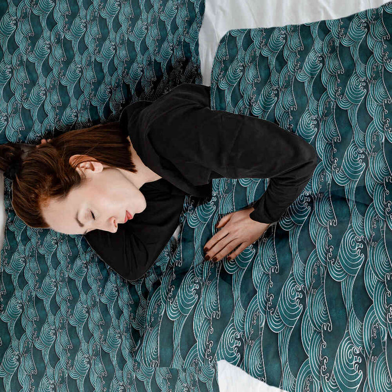 Original therapy blanket - cotton cover waves turquoise-green