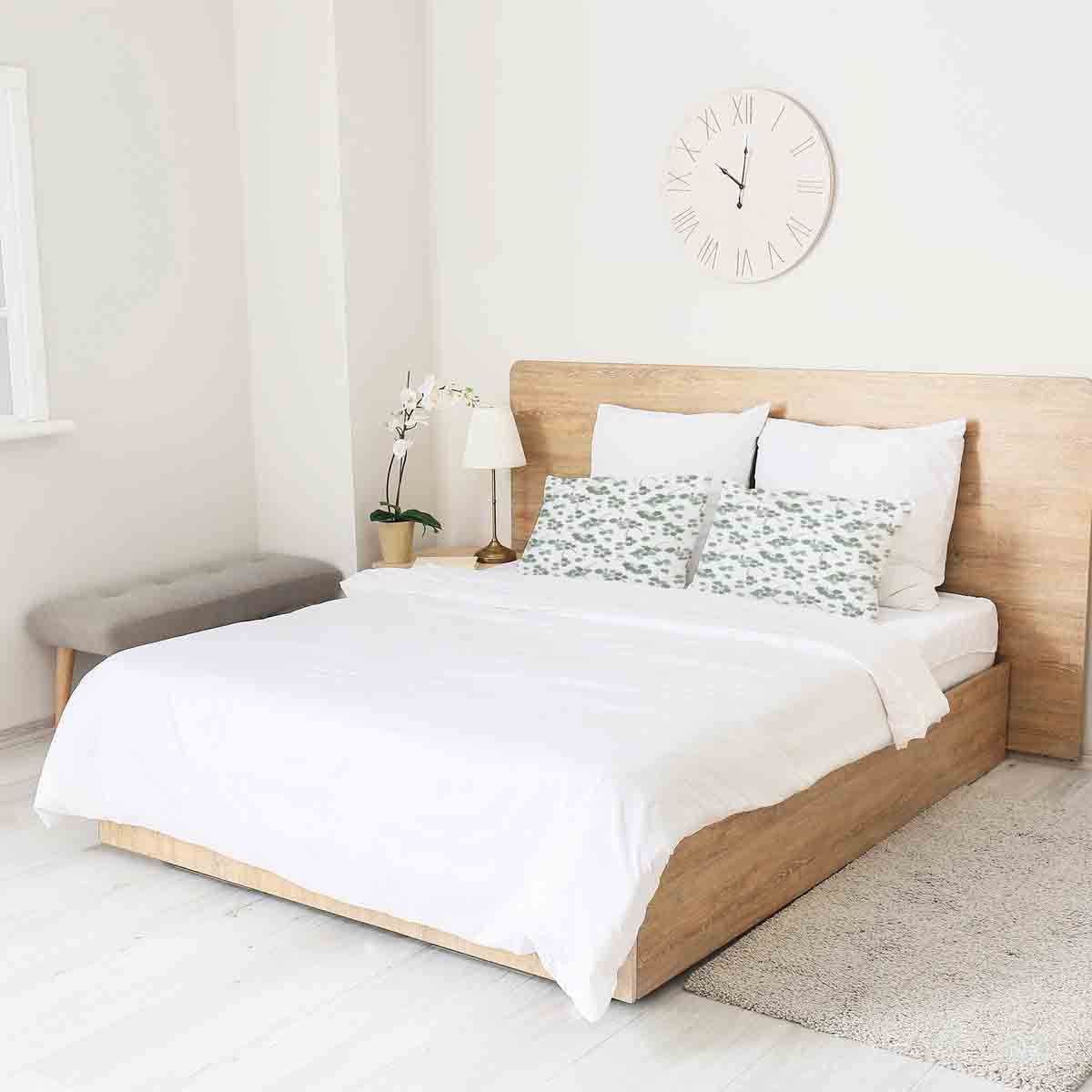 Health pillow white with eucalyptus branches