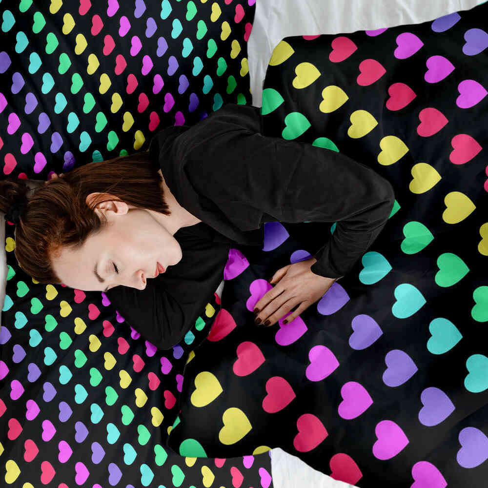 Therapy blankets bedding set colorful hearts