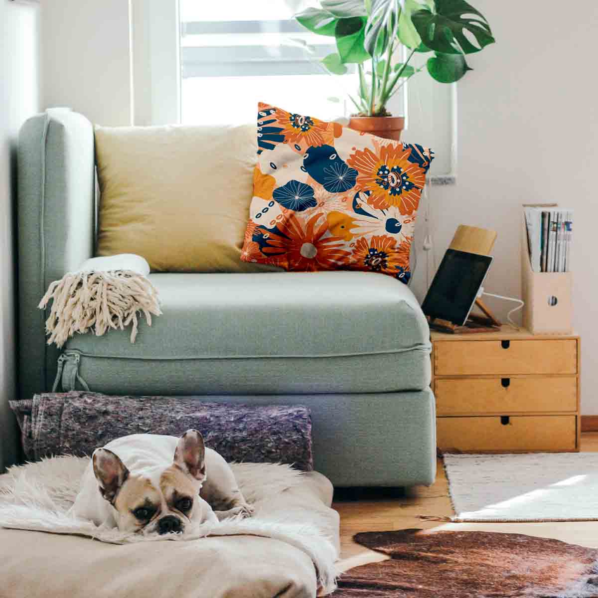 Health pillow with gerbera flowers