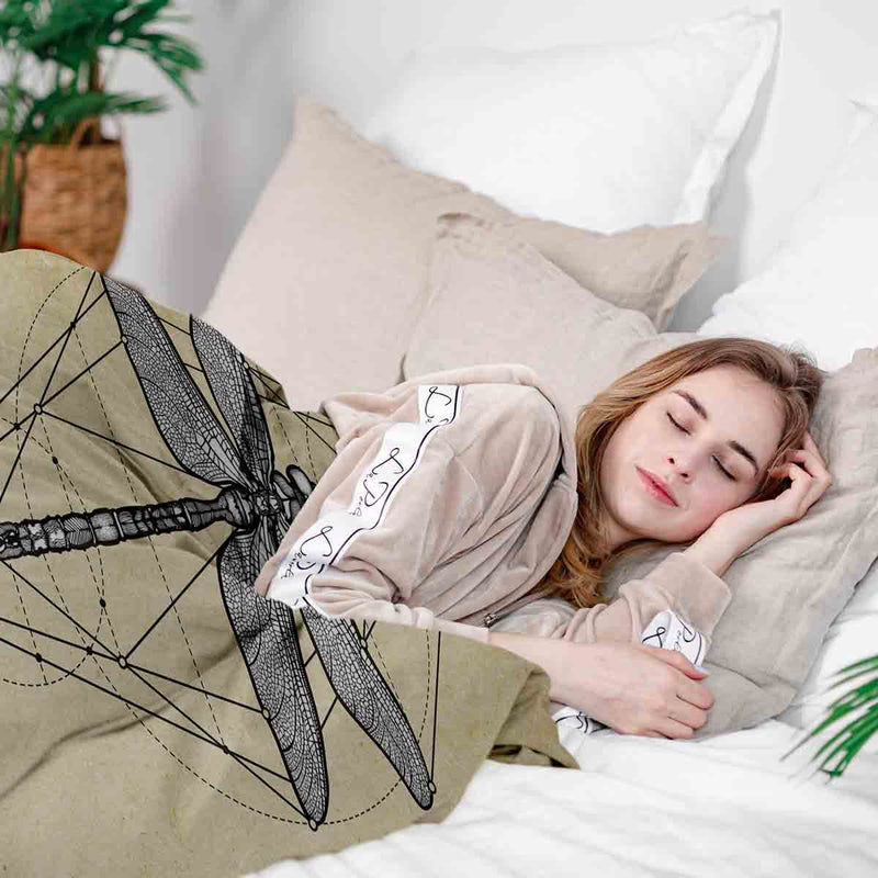 Therapy blankets bedding set yellow with dragonfly