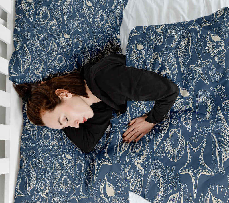 Original therapy blanket - cotton cover blue with shells