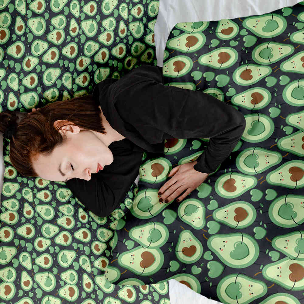 Couverture thérapeutique originale - Housse en coton Avocats verts