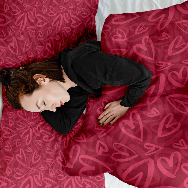 Original therapy blanket - cotton cover red with pink heart motif