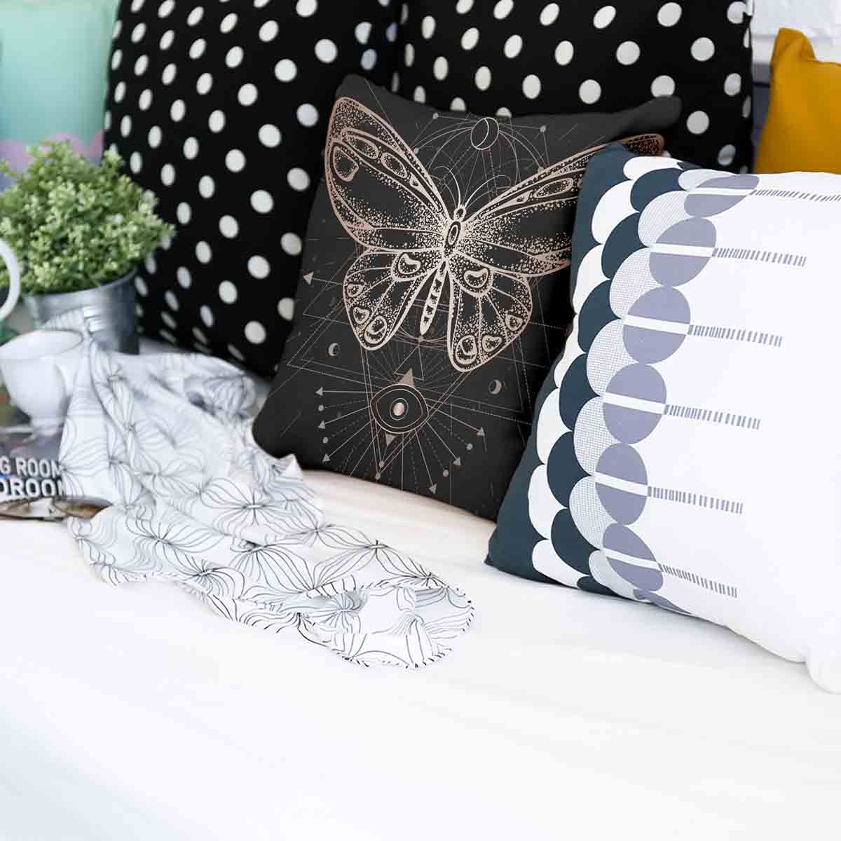Health Pillow Black with Butterfly
