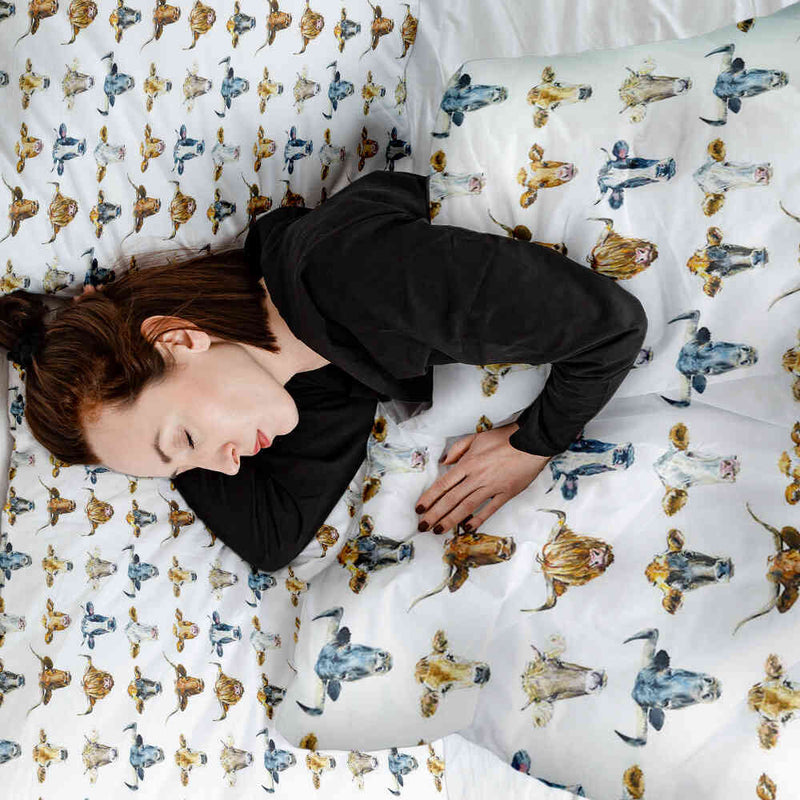 Original therapy blanket - cotton cover white with bull heads