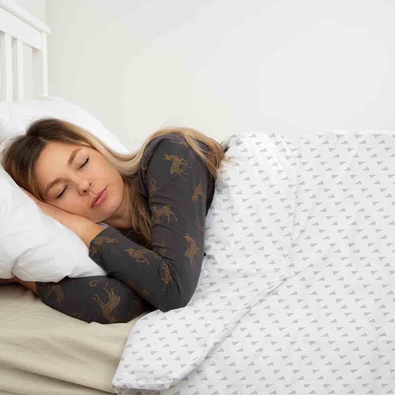 Original therapy blanket - cotton cover white with gray triangles