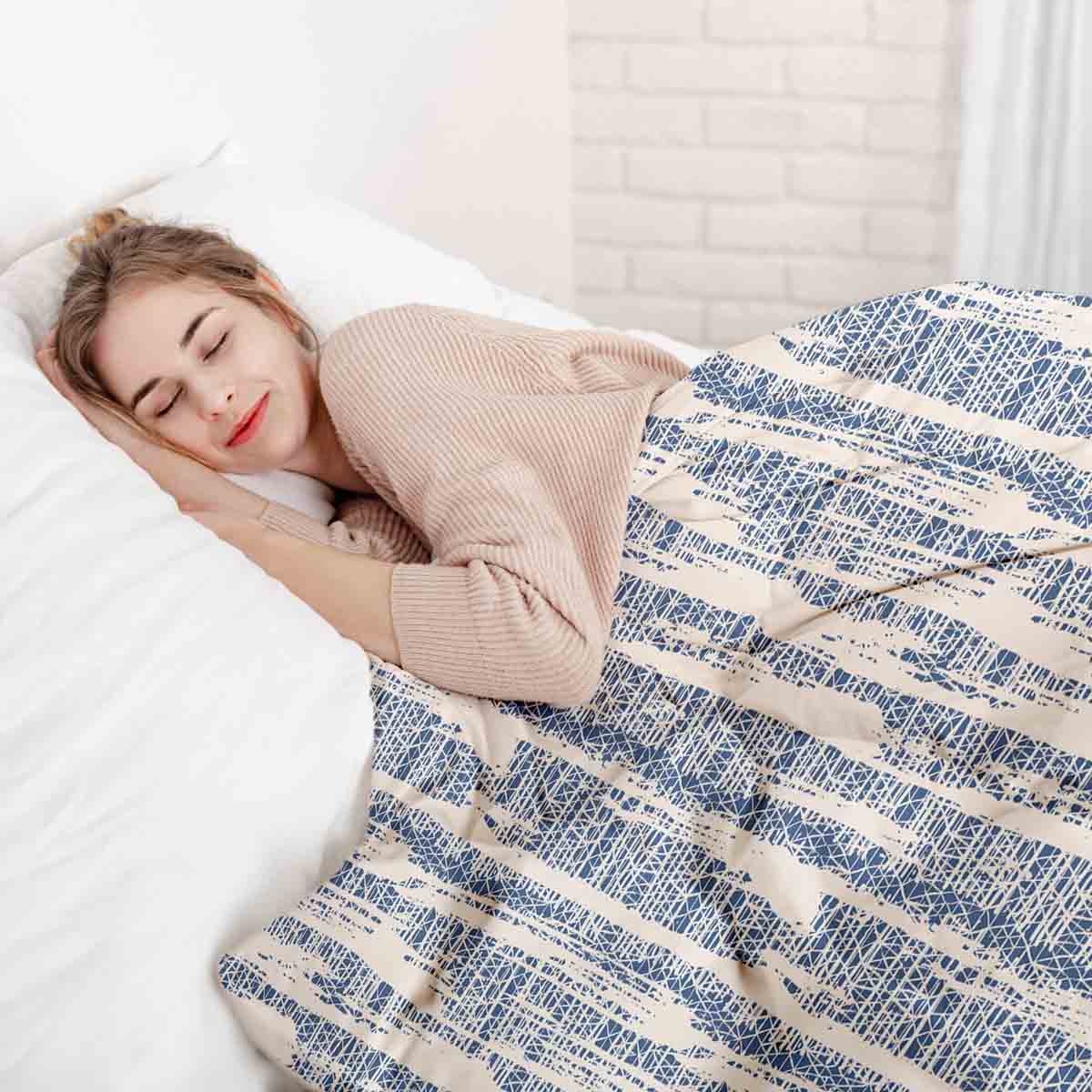 Therapy blankets bedding set with blue pattern