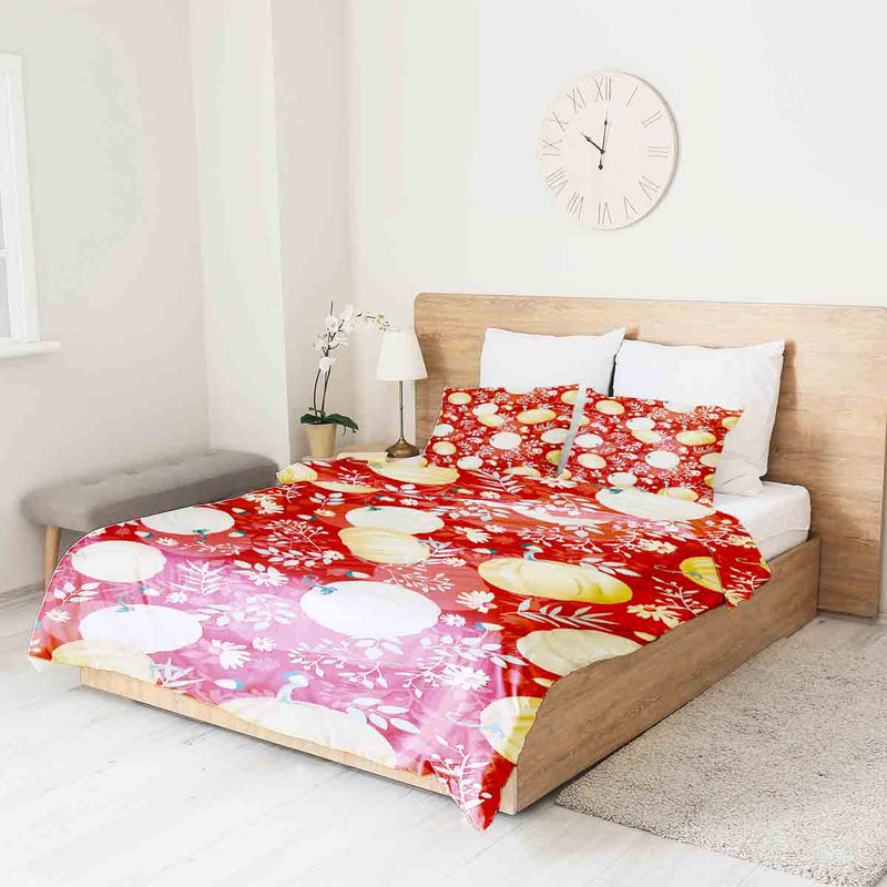 Therapy blanket bedding set, red with pumpkins.
