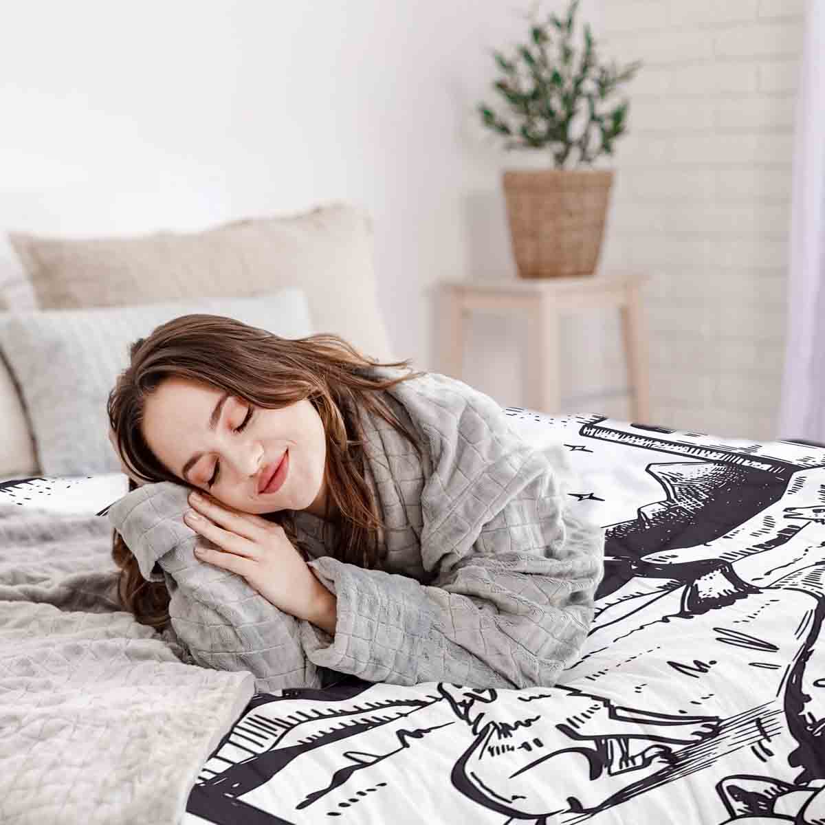 Original therapy blanket - cotton cover wolf and moon