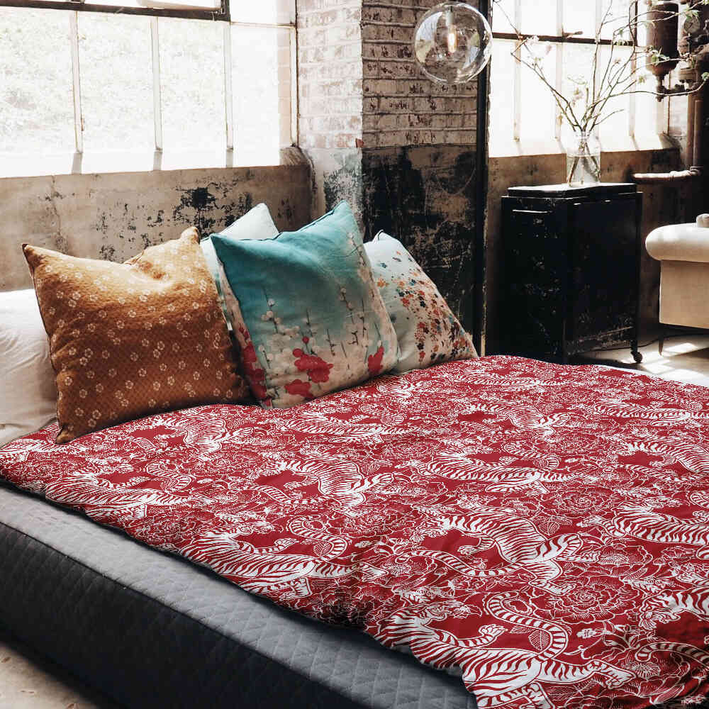 Ensemble de literie avec couverture thérapeutique tigre chinois