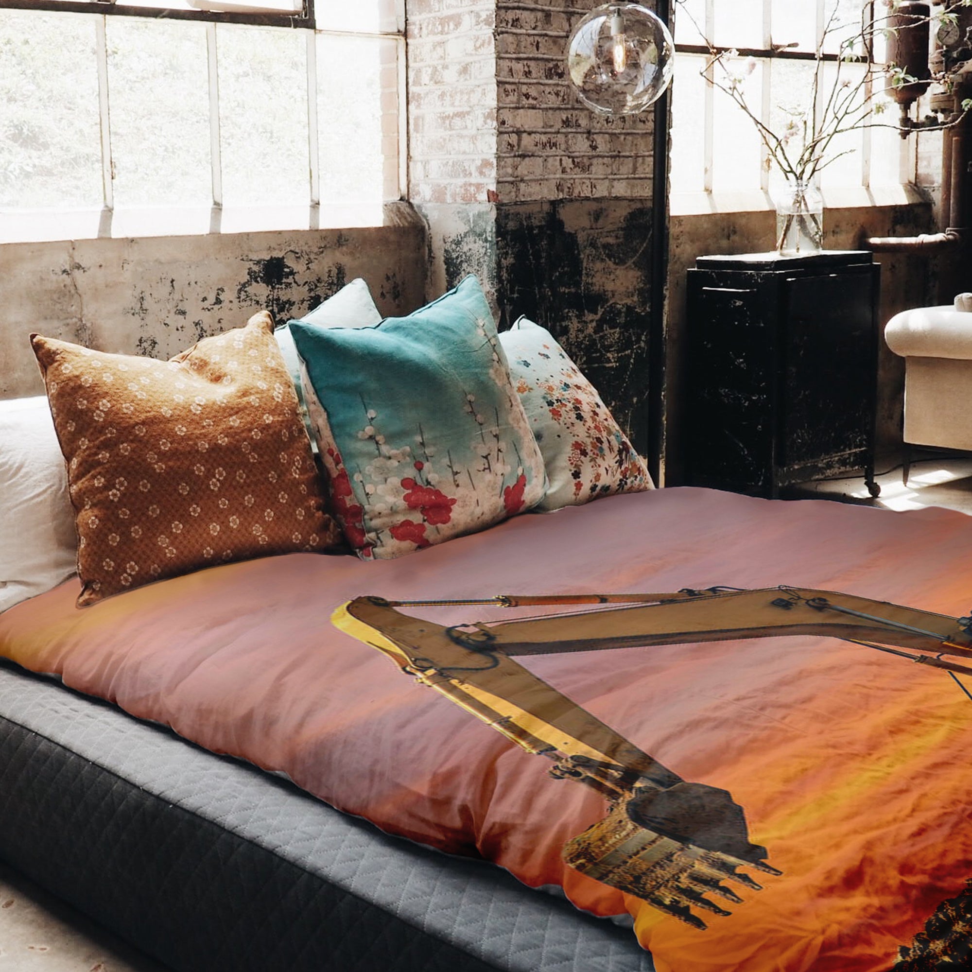 Original therapy blanket - cotton cover tractor at sunrise