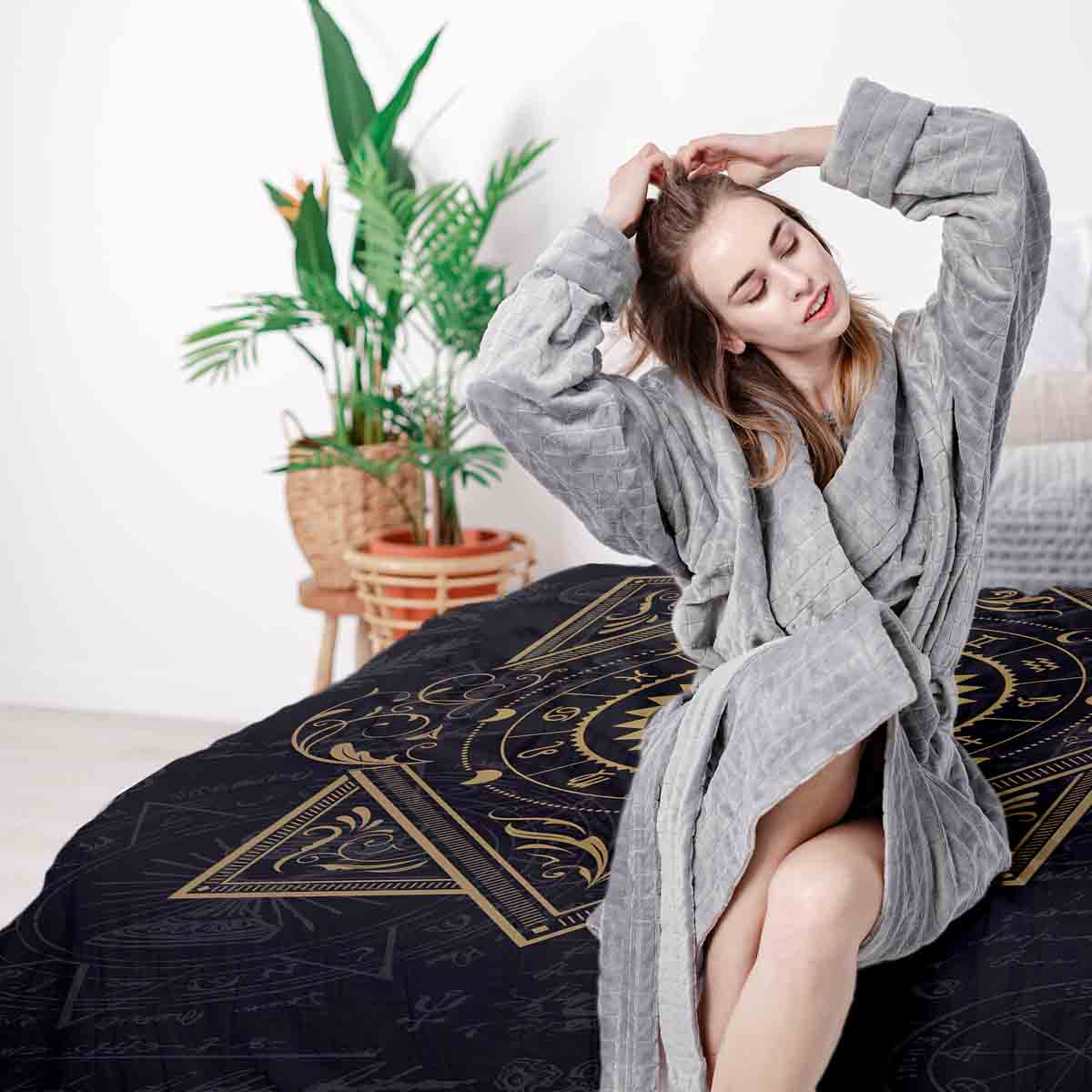 Ensemble de literie avec couverture thérapeutique Noir Mystique Mandala