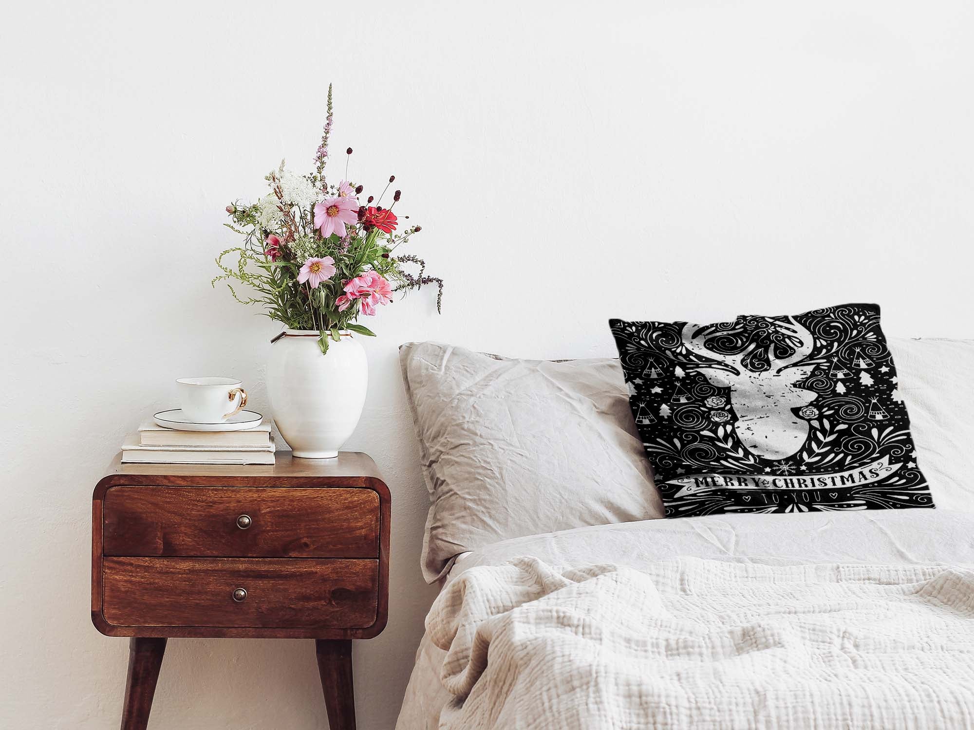 Health Pillow Black Merry Christmas