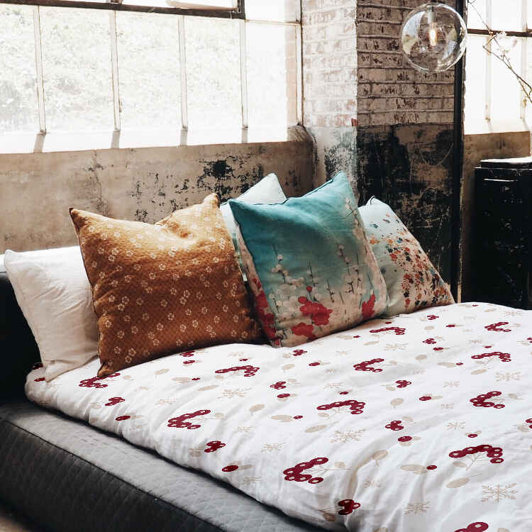Couverture thérapeutique originale - Housse en coton avec arbuste à baies