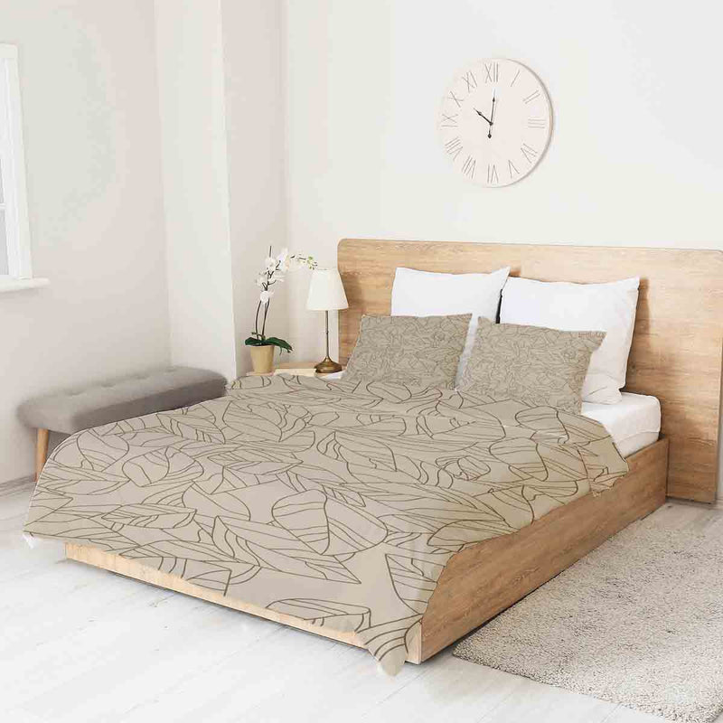 Original therapy blanket - cotton cover beige with leaf pattern black