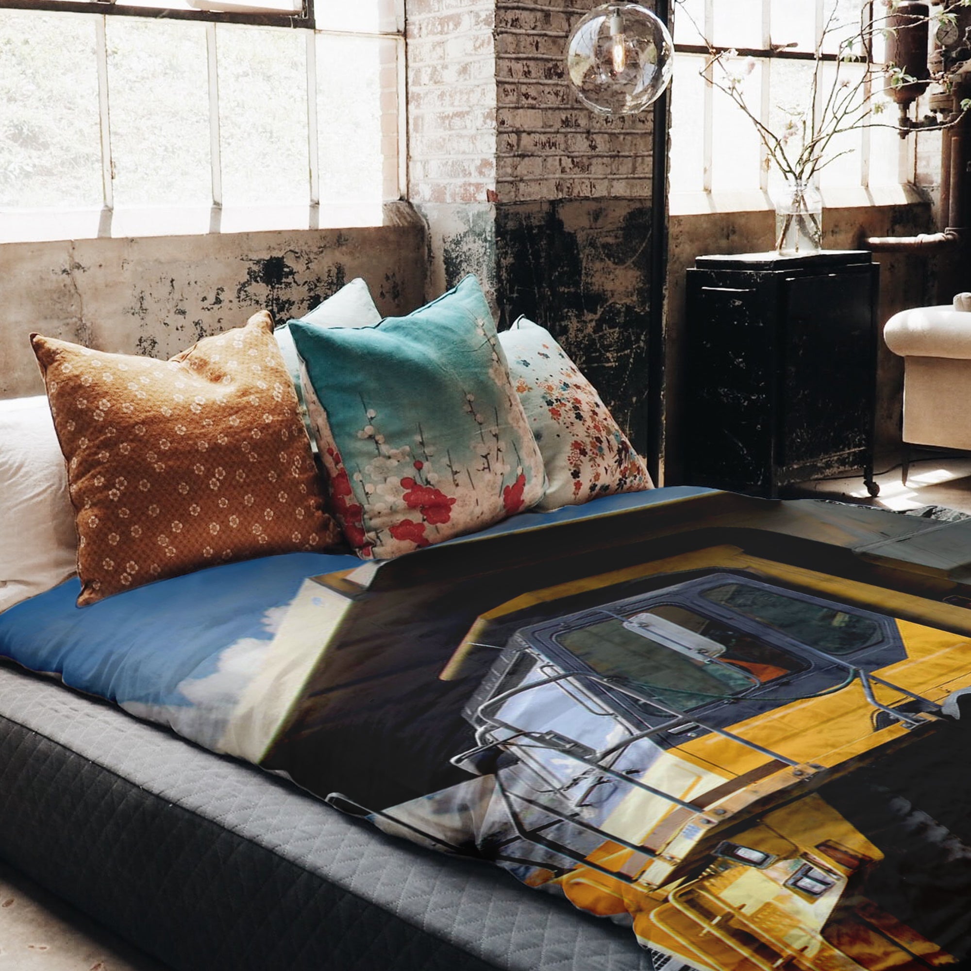 Ensemble de literie avec couverture thérapeutique Camion jaune