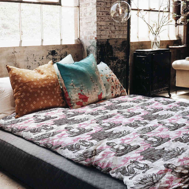 Original therapy blanket - cotton cover with pink Buddha