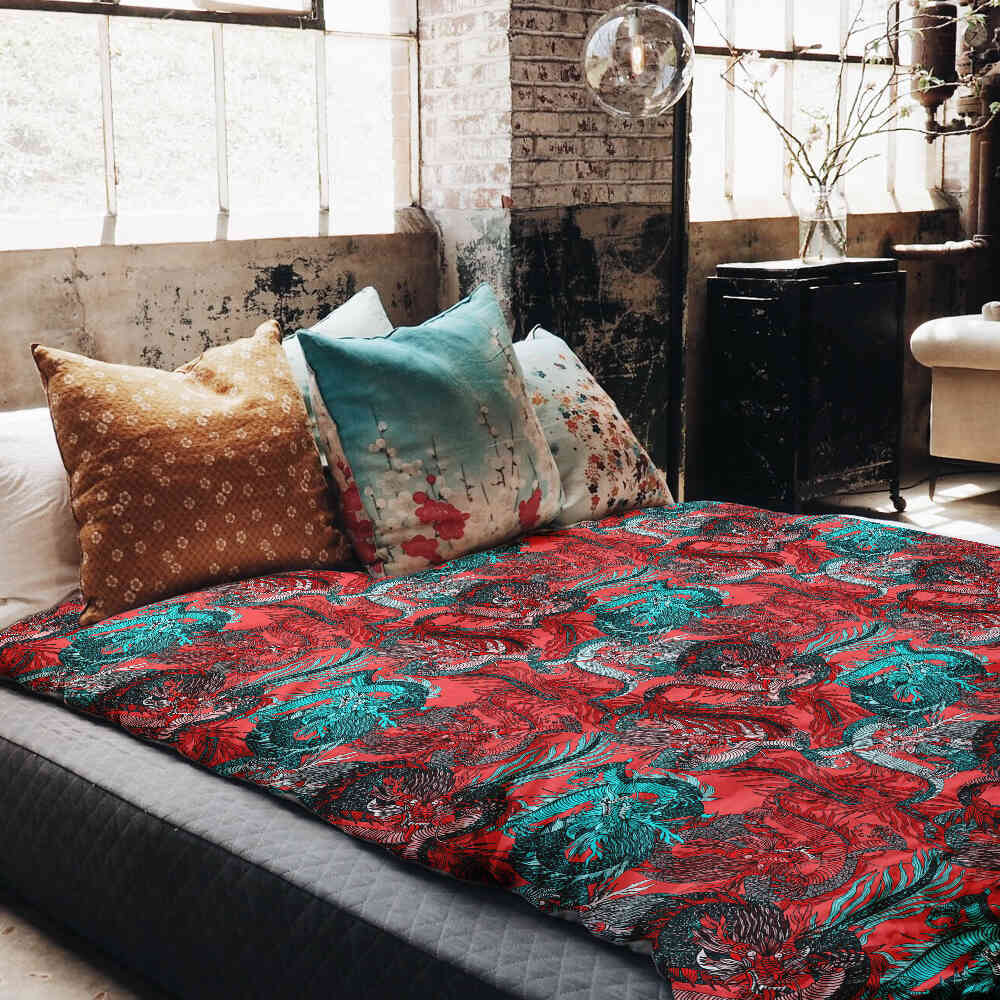 Couette de thérapie Ensemble de literie Abstrait Rouge