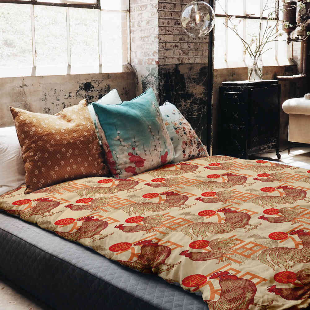 Ensemble de literie avec couverture thérapeutique Coq chinois