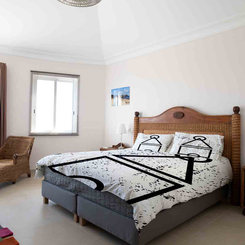 Therapy blanket bedding set, white, Dalgona shapes.