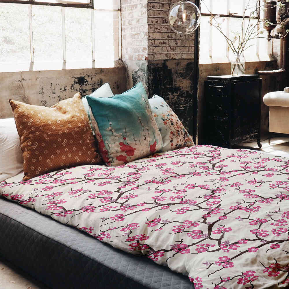 Couverture thérapeutique originale - Housse en coton fleur de cerisier japonaise